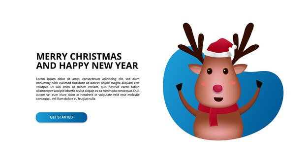 Download Premium Vector | 3d cute character reindeer cartoon stand up for kids merry christmas and happy ...