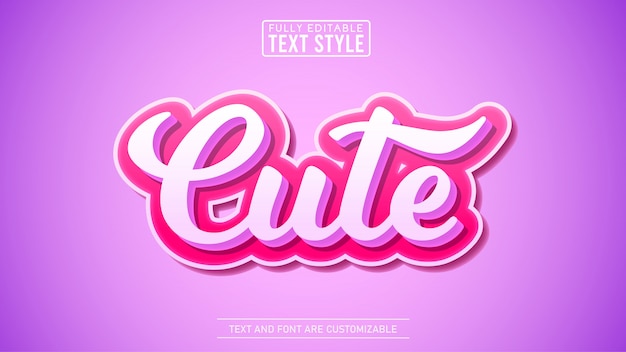 3d cute modern editable text effect | Premium Vector