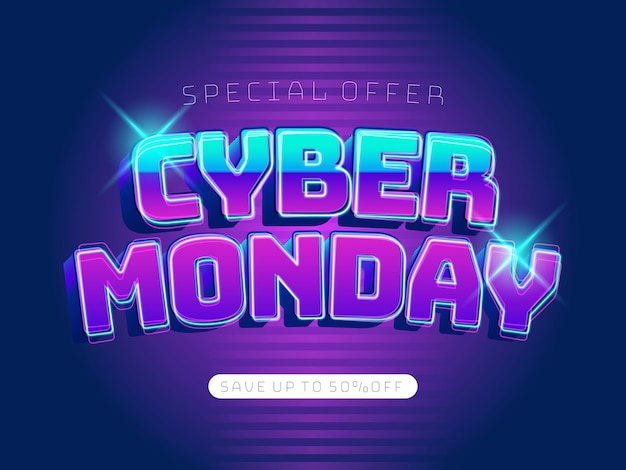 Free Vector 3d Cyber Monday Banner Template