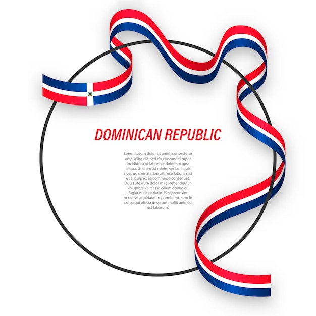 国旗のある3dドミニカ共和国 プレミアムベクター