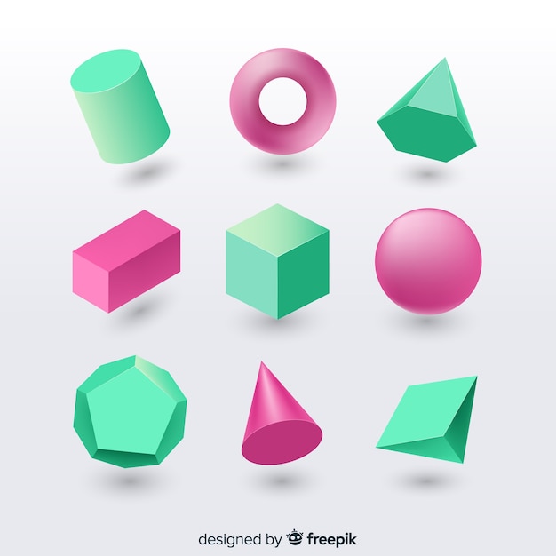 Download 3d effect of geometric shapes | Free Vector
