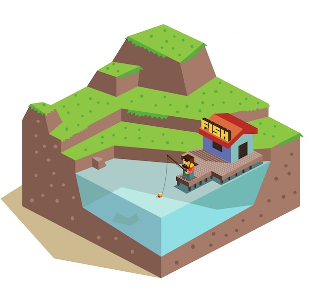 3d fishing hut | Premium Vector