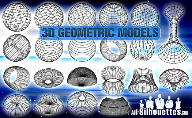 Download 3D Geometric Models Silhouettes Vector | Free Download