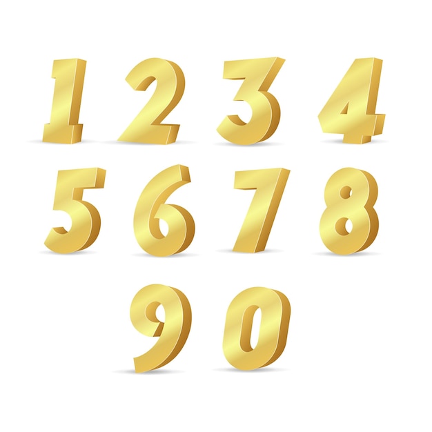 Premium Vector | 3d gold number set. vector metal numbers.