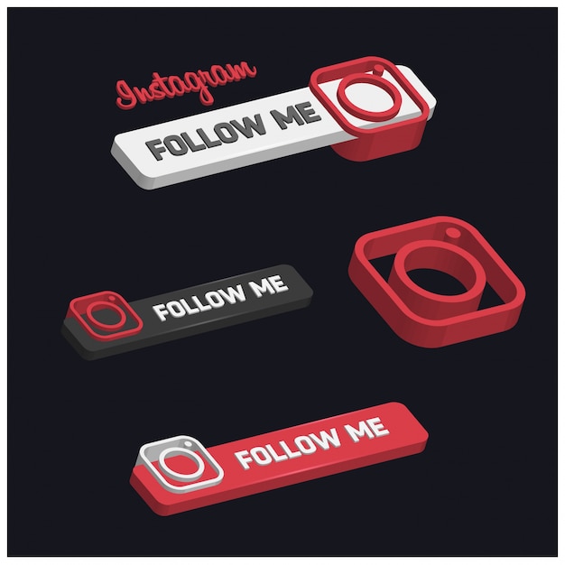 3d instagram follow me buttons free vector - follow instagram free