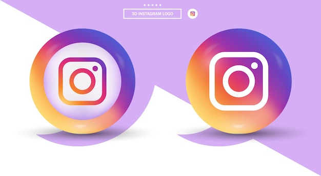 Premium Vector 3d Instagram Logo In Modern Style For Social Media Icons Gradient Ellipse