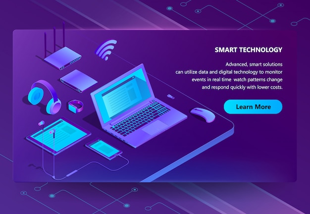 Download 3d isometric site with smart devices Vector | Free Download