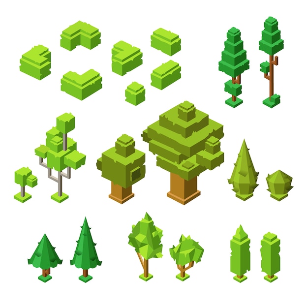 Download 3d isometric trees | Premium Vector