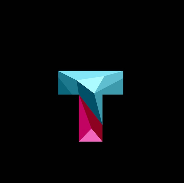 Download 3d letter t low poly logo vector | Premium Vector