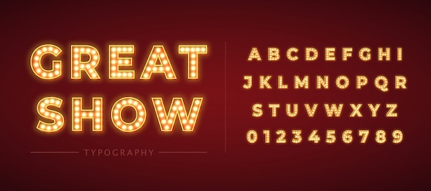 3d light bulb alphabet with red frame isolated on dark red Premium Vector