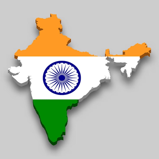 Premium Vector | 3d map of india with national flag.