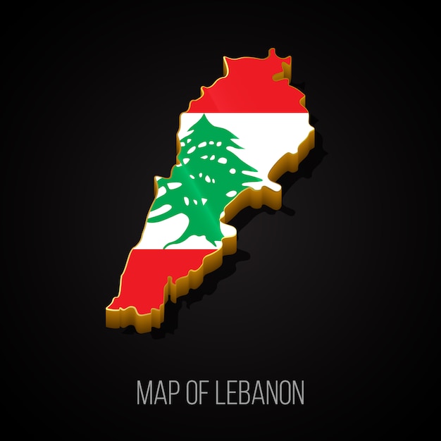 Premium Vector 3d Map Of Lebanon   3d Map Lebanon 228198 168 