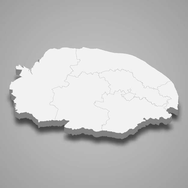 Premium Vector | 3d map of norfolk ceremonial county of england illustration