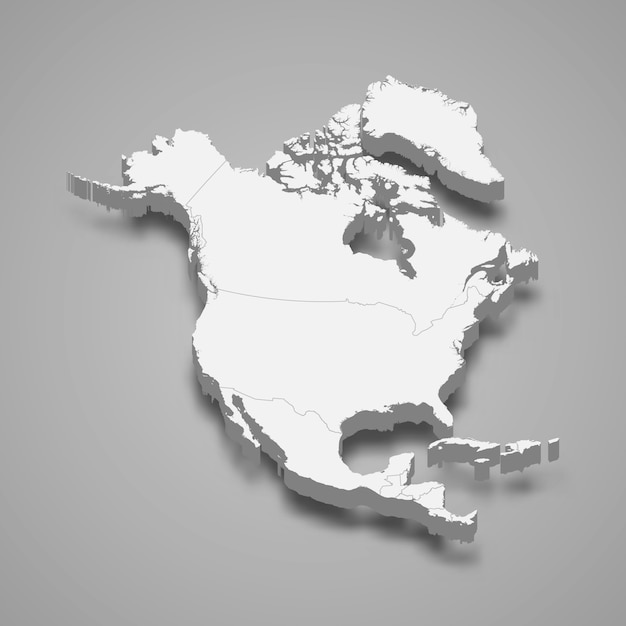 Download 3d map of north america | Premium Vector