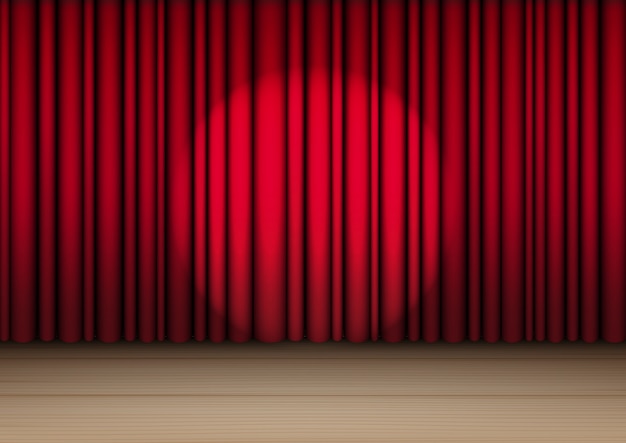 Download 3d mock up realistic red curtain on wooden stage or cinema for show, concert or presentation ...