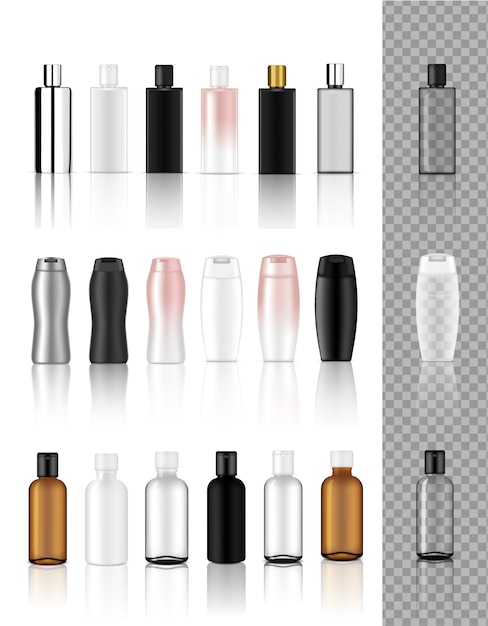 Download Premium Vector 3d Mock Up Realistic Transparent Cosmetic Bottle