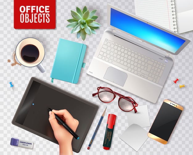 3d office objects isolated Free Vector