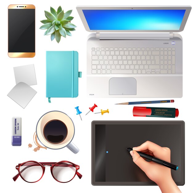 Download 3d office objects set Vector | Free Download