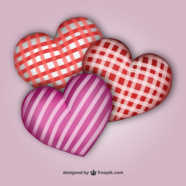 Download 3D patterned hearts Vector | Free Download