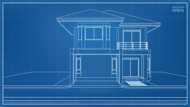 Premium Vector | 3d perspective wireframe of house exterior. vector ...