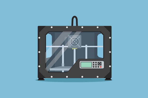 Download 3d printer, 3d printing, device for printing three-dimensional models | Premium Vector