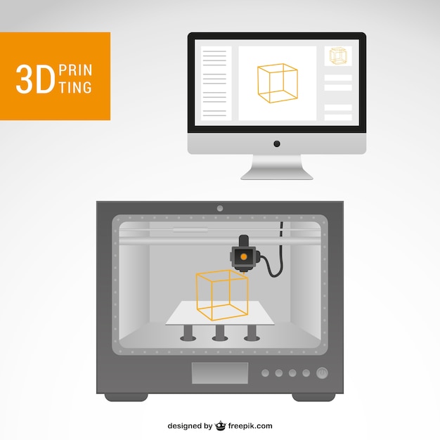 Download 3d printer and ocmputer Vector | Free Download