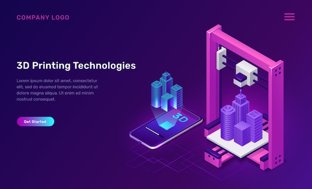 3d printer technology, isometric concept Vector | Free ...