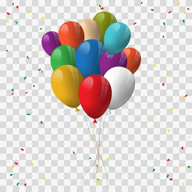 Download 3d Realistic Colorful Bunch of Happy Birthday Balloons Vector | Premium Download