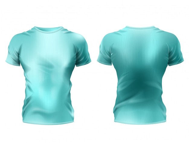 Download 3d realistic male t-shirt mockup, blue shirts with short ...