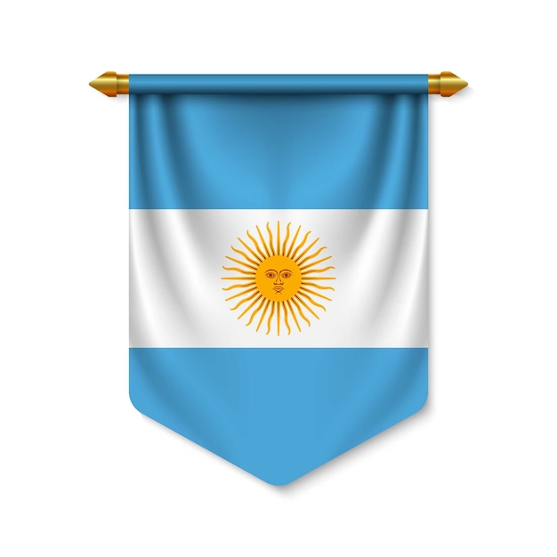 3d realistic pennant with flag Premium Vector