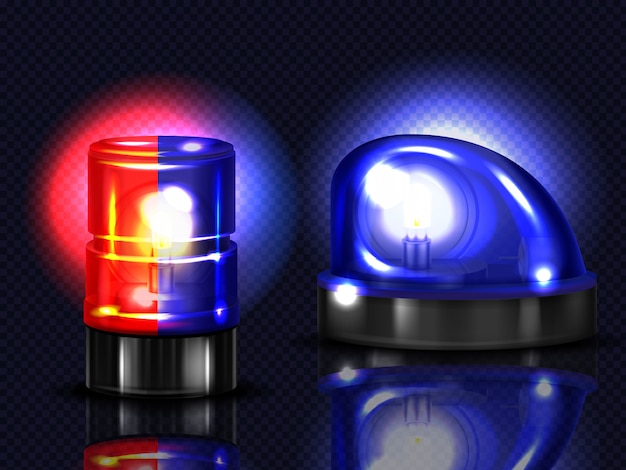 Free Vector 3d Realistic Red And Blue Flashers Police Ambulance Or Other Municipal Service Siren