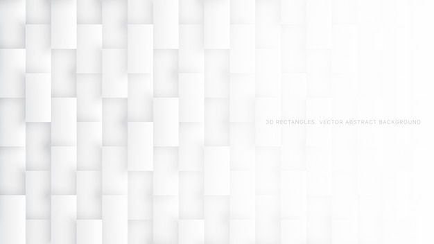 3d長方形パターンシンプルな白の抽象的な背景 プレミアムベクター