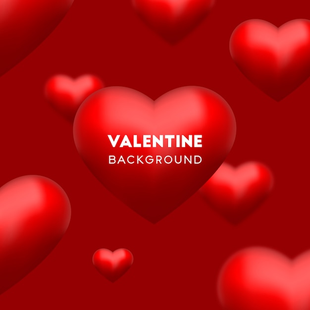 Premium Vector 3d Red Love Heart Float On Red Background For Valentine S Day Vector