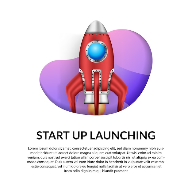 Download 3d red rocket launch for business start up | Premium Vector