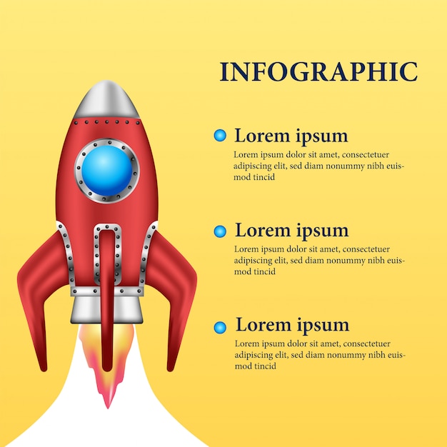 Download 3d red rocket launch for inforgaphic Vector | Premium Download