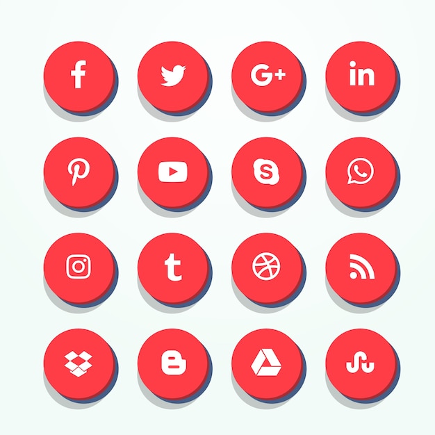 Free Vector D Red Social Media Icons Pack 41574 Hot Sex Picture 5699