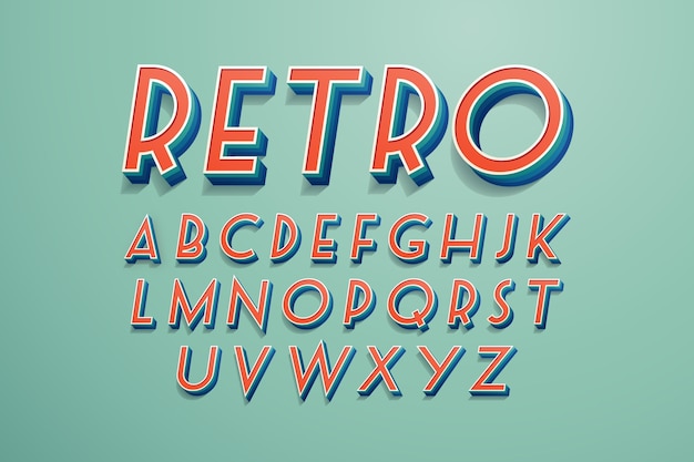 3d retro alphabet style Free Vector