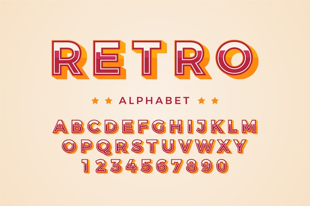 Premium Vector | 3d retro alphabet