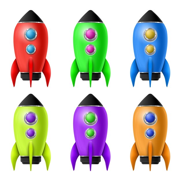 3d rocket space ship launch. space exploration. Premium Vector
