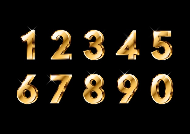 3d Shiny Gold Numbers Set Vector Premium Download