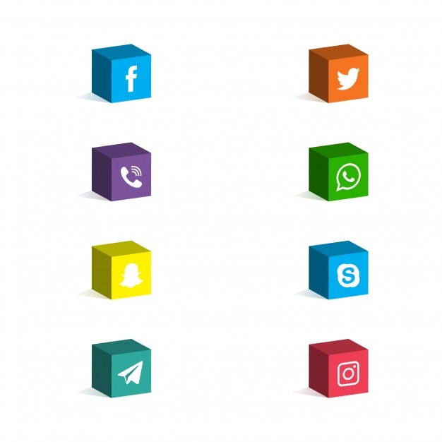3d social media icons