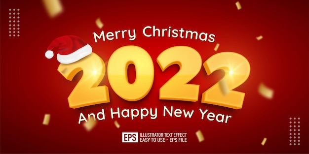 Premium Vector | 3d text merry christmas and happy new year editable ...