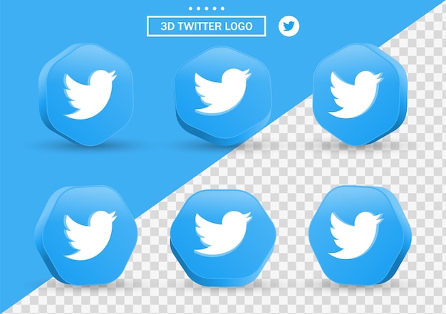 Premium Vector | 3d twitter icon in modern style frame and polygon for