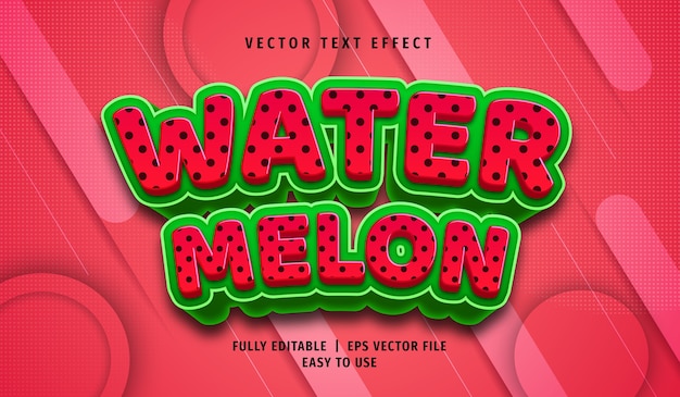 Premium Vector | 3d watermelon text effect, editable text style