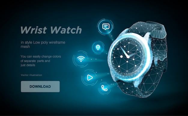 3d wrist watch Premium Vector