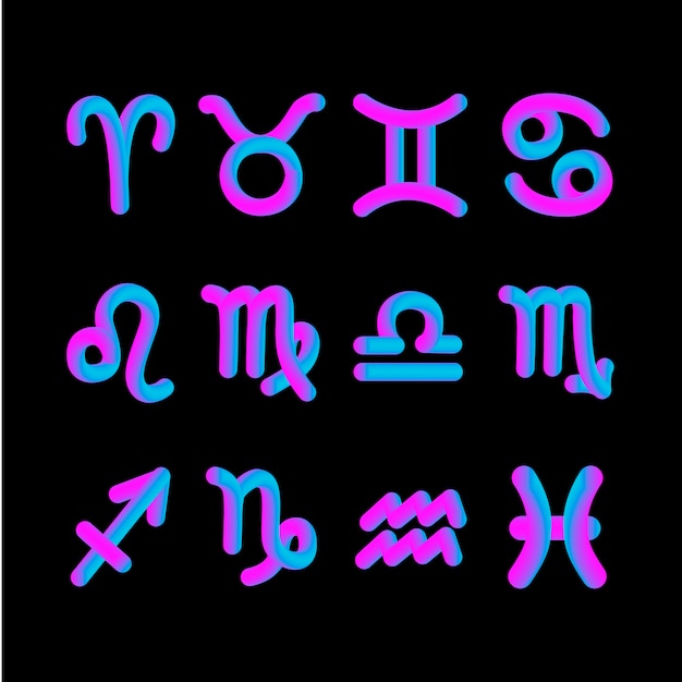 Гороскоп знак зодиака 3d фигура градиент астрология графика Premium векторы