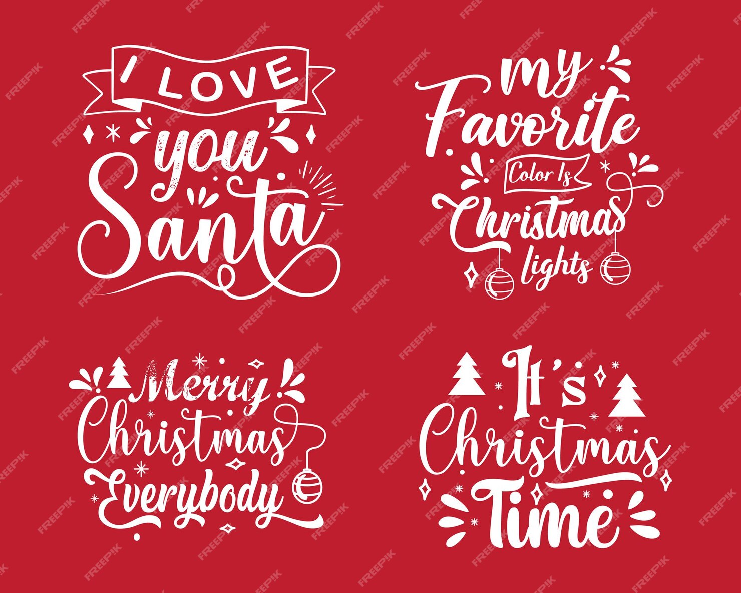 Premium Vector 4 Christmas Typography Quotes Design