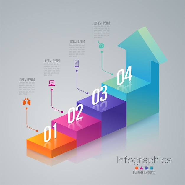 Premium Vector | 4 steps business stair infographic elements