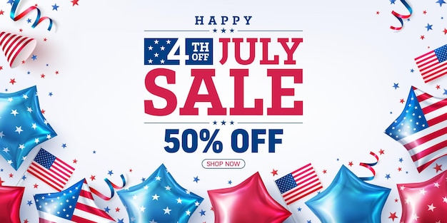 Premium Vector  4 th of july sale posterusa independence day celebration with many american 