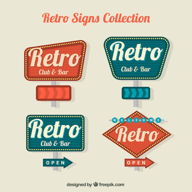 Download 4 vintage signs Vector | Free Download